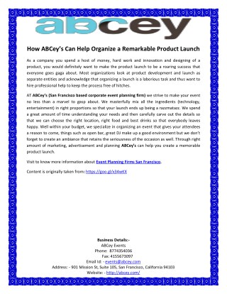 How ABCeyâ€™s Can Help Organize a Remarkable Product Launch