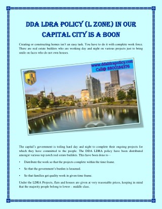 DDA LDRA Policy (L Zone) in Our Capital City is aÂ Boon