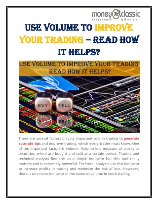 Use Volume to Improve Your Trading â€“ Read How It Helps?