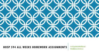 HOSP 594 ALL WEEKS HOMEWORK ASSIGNMENTS