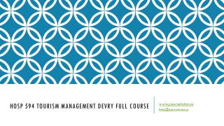 HOSP 594 Tourism Management DeVry Full Course