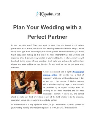 Plan Your Wedding with a Perfect Partner
