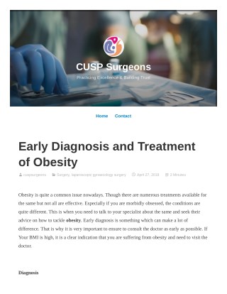 Early Diagnosis and Treatment of Obesity