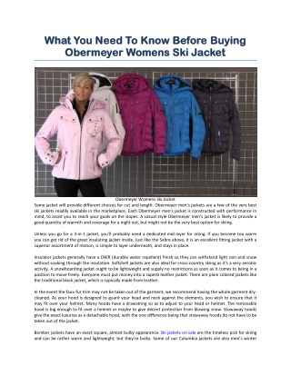 Obermeyer Womens Ski JacketÂ 