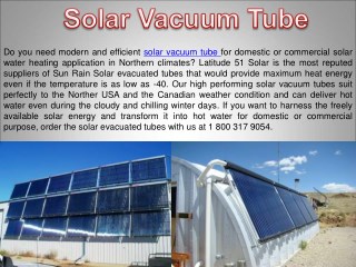 Quality Solar Vacuum Tube