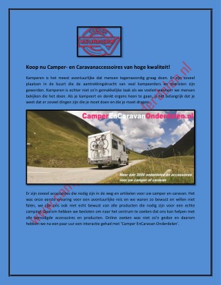 Koop nu Camper- en Caravanaccessoires van hoge kwaliteit!