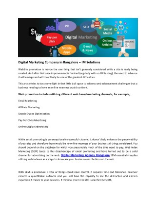 Digital Marketing Company in Bangalore â€“ IM Solutions