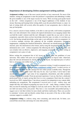 Importance of developing Online assignment writing outlines