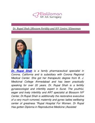 Dr. Rupal Shah | Blossom Fertility and IVF Centre | Elawoman