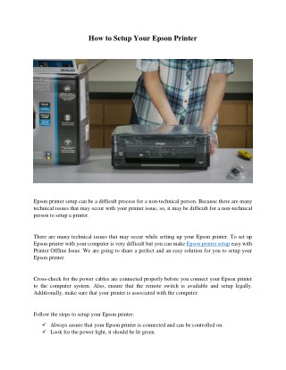 How to Setup Your Epson Printer