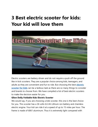 3 Best electric scooter for kids: Your kid will love them