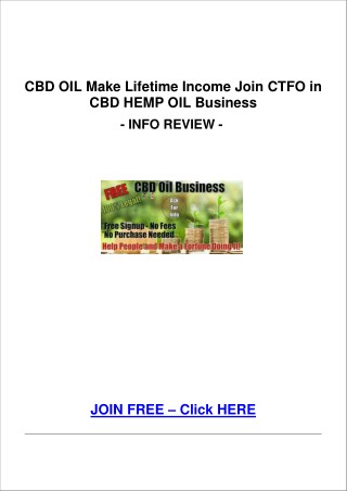 CBD OIL Make Lifetime Income Join CTFO in CBD HEMP OIL Business