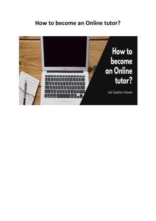 How to become an Online tutor? | Just Question Answer