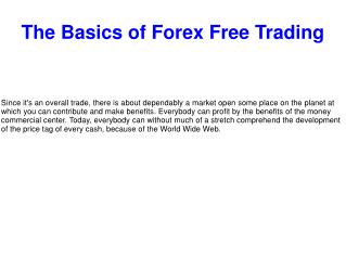 The Basics of Forex Free Trading