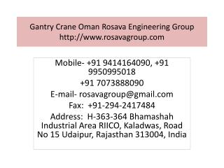 Gantry Crane Oman Rosava Engineering Group