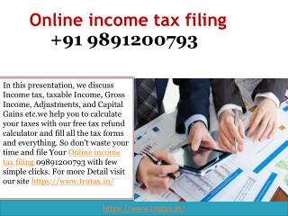 How to Online tax return filing in India 09891200793 after the due date