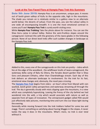 Get a Trip of Hampta Pass Trek by Travel Banjare