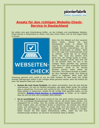 Ansatz fÃ¼r den richtigen Website-Check-Service in Deutschland - Pionierfabrik