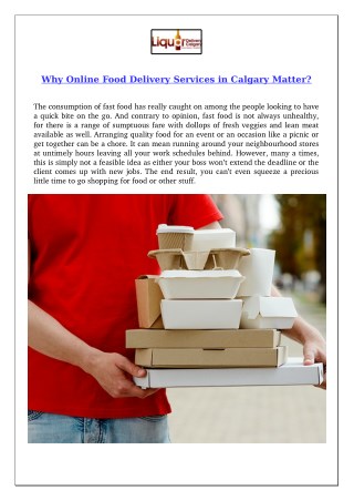 Why Online Food Delivery Services in Calgary Matter?