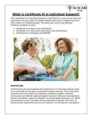 What is Certificate III in Individual Support?