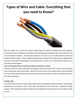 Types of Wire and Cable: Everything that you need to Know?