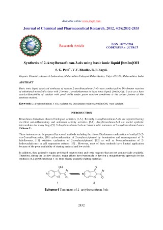 Synthesis of 2-Aroylbenzofuran-3-ols using basic ionic liquid [bmIm]OH
