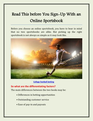 Read This before You Sign-Up With an Online Sportsbook