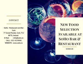 New Food Selection Available at SoHo Bar & Restaurant