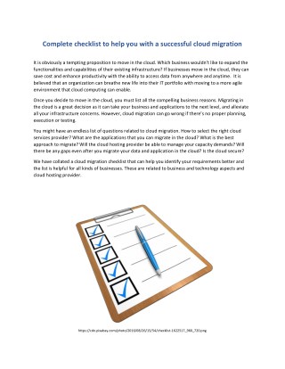 Complete checklist to help you with a successful cloud migration