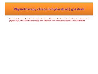 Physiotherapy clinics in hyderabad | sr nagar | gosaluni