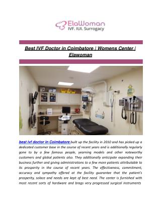 Best IVF Doctor in Coimbatore | Womens Center | Elawoman