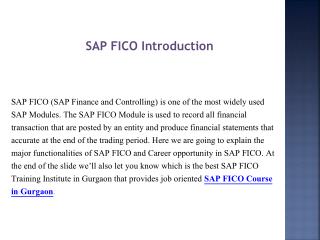 SAP FICO Training in Gurgaon