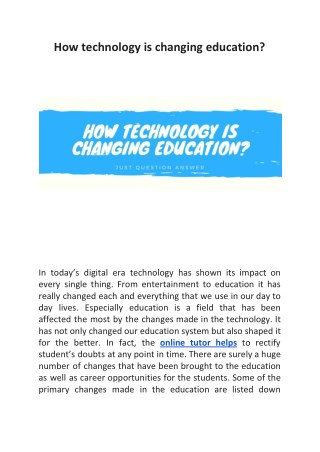 How technology is changing education? | Just Question Answer