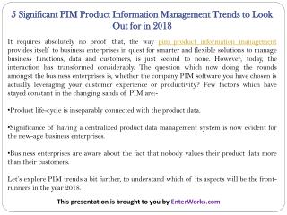 5 Significant PIM Product Information Management Trends to Look Out for in 2018