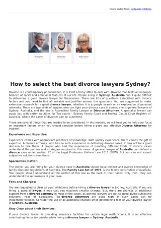 Divorce Lawyer Sydney