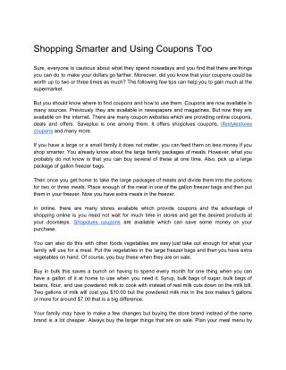 Shopping Smarter and Using Coupons Too