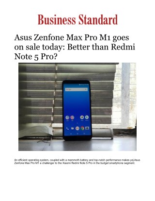 Asus Zenfone Max Pro M1 goes on sale today: Better than Redmi Note 5 Pro?Â 