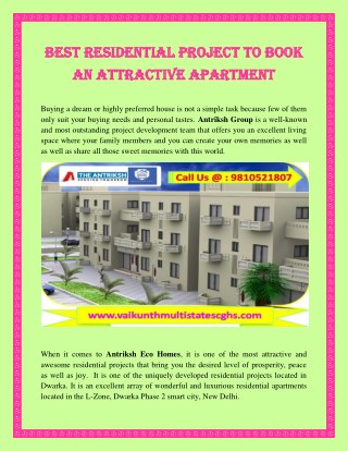 Best residential project to book an attractive apartment.