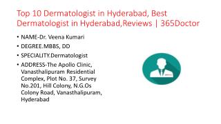 Top 10 Dermatologist in Hyderabad, Best Dermatologist in Hyderabad,Reviews | 365Doctor