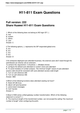 Testpassport H11-811 Real Exam Questions