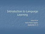 Introduction to Language Learning