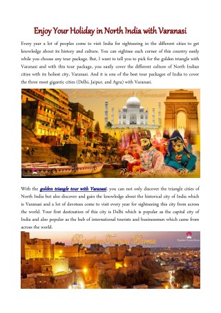 Enjoy Your Holiday in North India with Varanasi