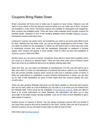 Coupons Bring Rates Down