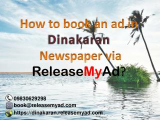 Dinakaran Classified and Display Ad Booking Online for Newspaper