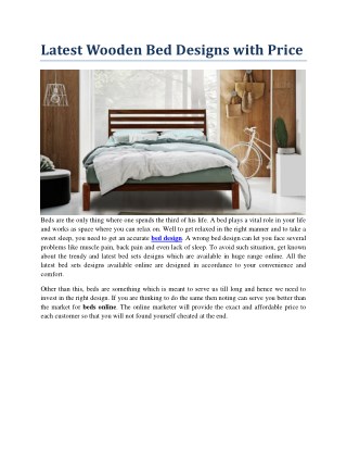 Latest Wooden Bed Designs with Price