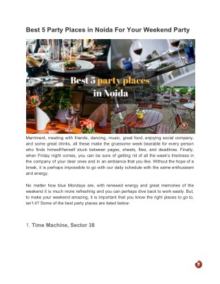 Best 5 Party Places in Noida For Your Weekend Party