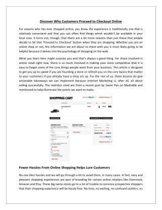 Discover Why Customers Proceed to Checkout Online