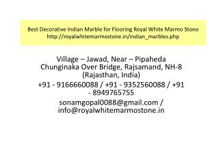 Best Decorative Indian Marble for Flooring Royal White Marmo Stone