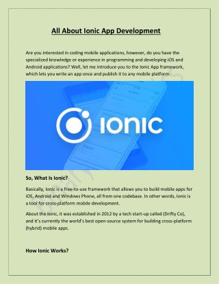 All About Ionic App Development