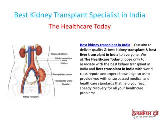 Best Kidney Transplant Specialist in India